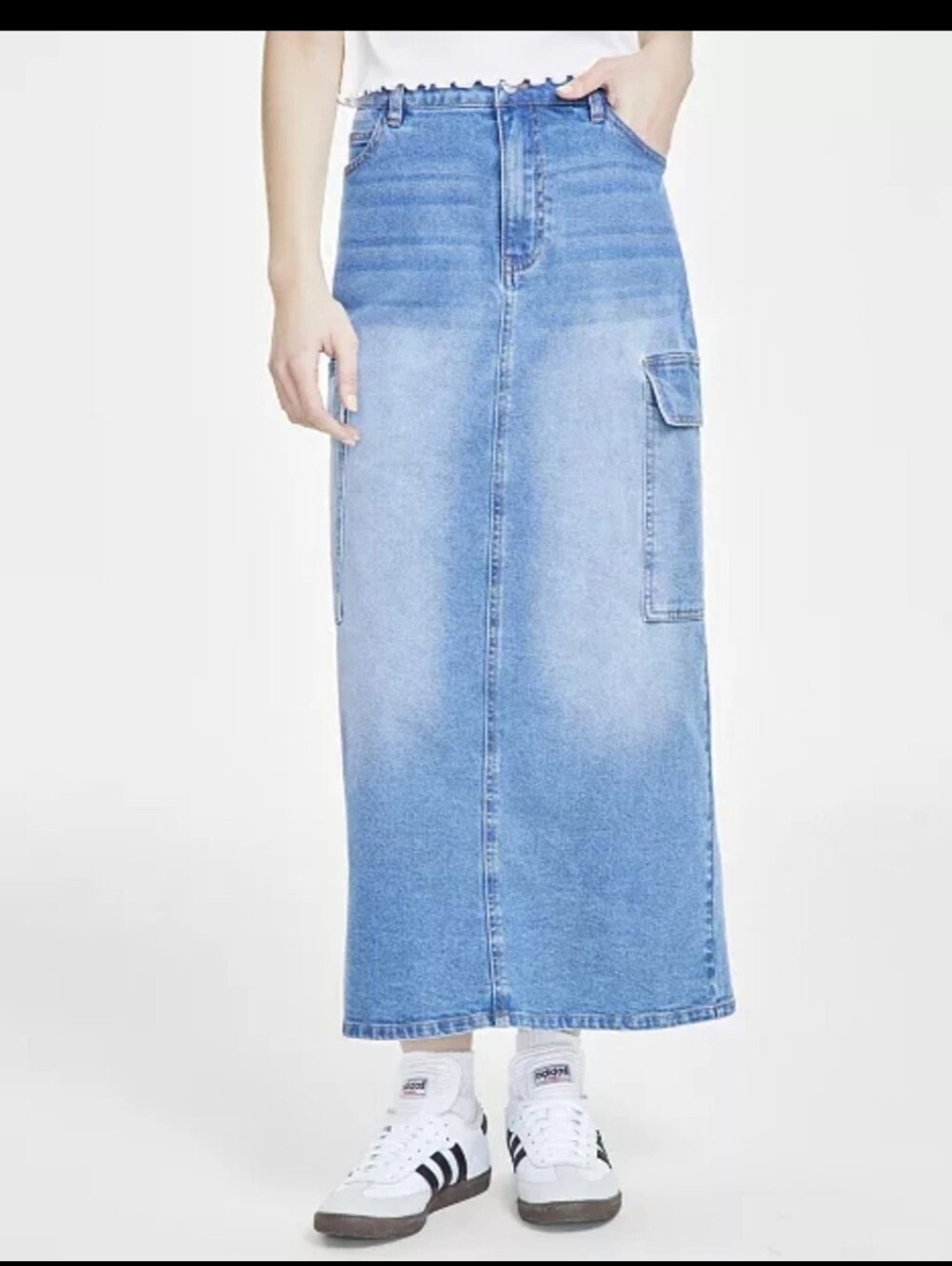 NWOT Madden Girl Cargo Maxi Denim Skirt, Medium